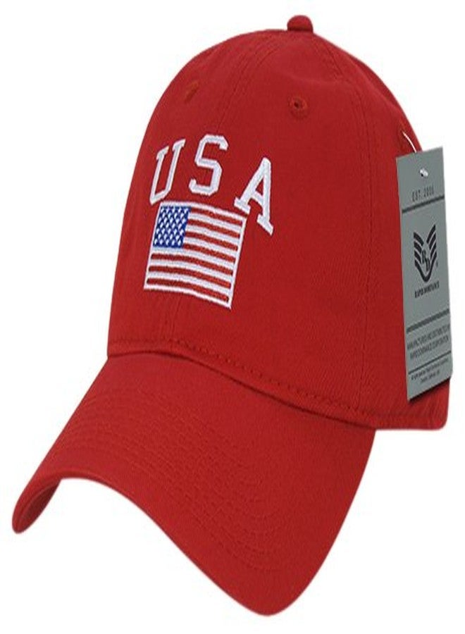 Rapid Dominance Relaxed Graphic Cap, USA Flag, Red - Image 4